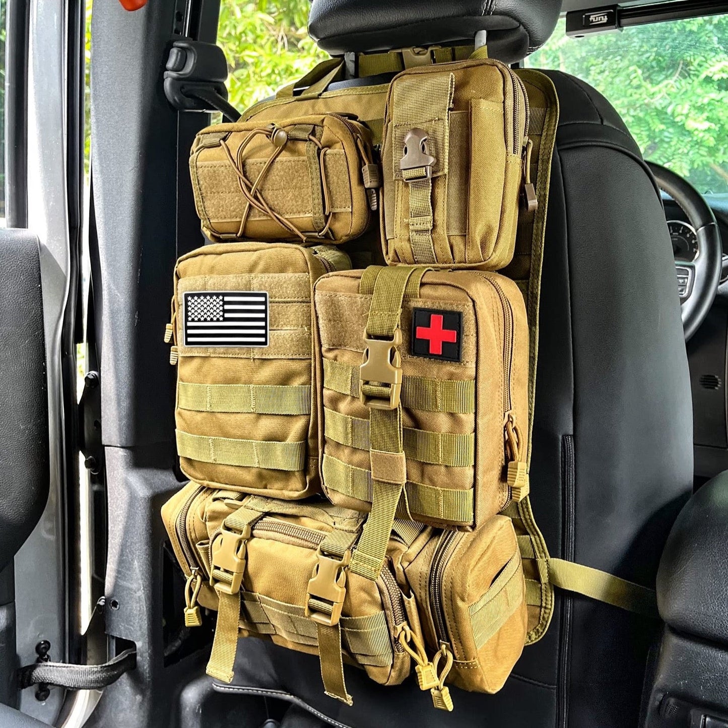 Vehicle Organizer | Seat Back Organizer with 5 MOLLE  Pouches