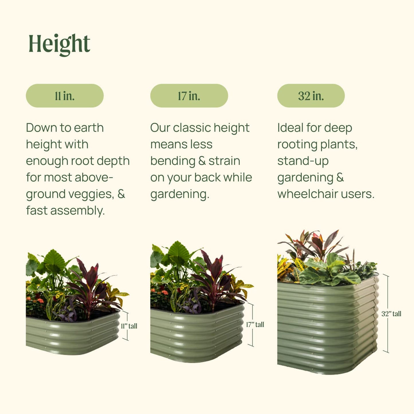 Vego garden Aluzinc Raised Garden Bed Kits - 6 in 1 Modular - 11" or 17" tall