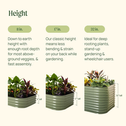 Vego garden Aluzinc Raised Garden Bed Kits - 6 in 1 Modular - 11" or 17" tall