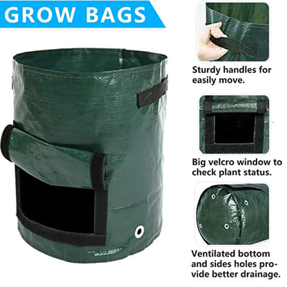 This picture shows the value of the grow bag.  It has story handles  to easily move.  It has a big velcro window to check the plant status.  And it has ventilated bottom and side holes to provide better drainage.  