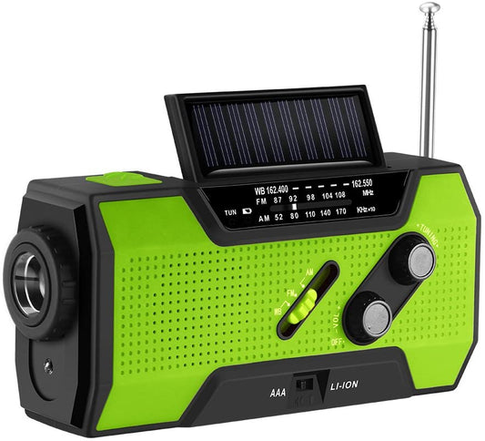 Emergency Solar Flashlight & AM/FM/Weather Radio with Hand Crank