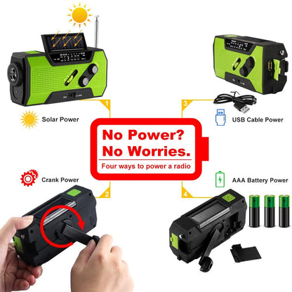 Emergency Solar Flashlight & AM/FM/Weather Radio with Hand Crank