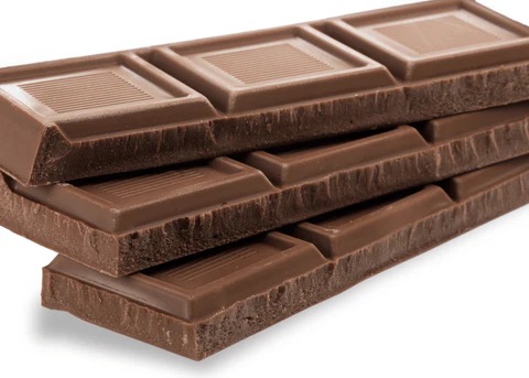 3 chocolate bars stacked on top of each other on a white background