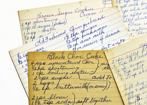 a prepared peaceful home showing recipes handwritten on index cards