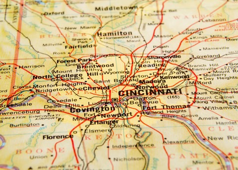 road map for Cincinnati Ohio