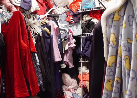 an overcrowded closet
