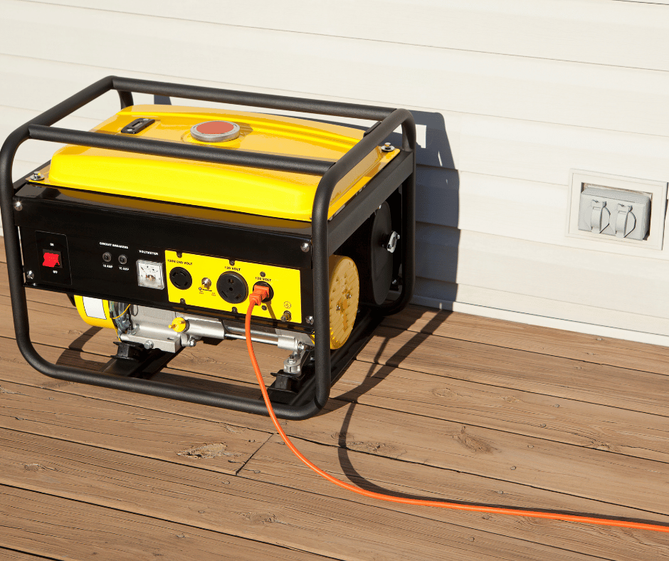 a picture of a generator.  Something is plugged into it